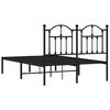 vidaXL Metal Bed Frame without Mattress with Headboard Black 120x200cm