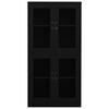 vidaXL Office Cabinet Black 90x40x180 cm Steel and Tempered Glass