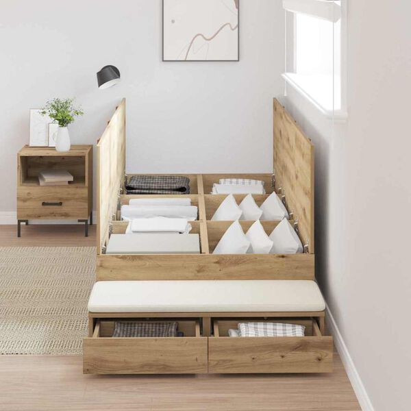 vidaXL Storage Bed Frame Artisan Oak 100 cm Engineered Wood