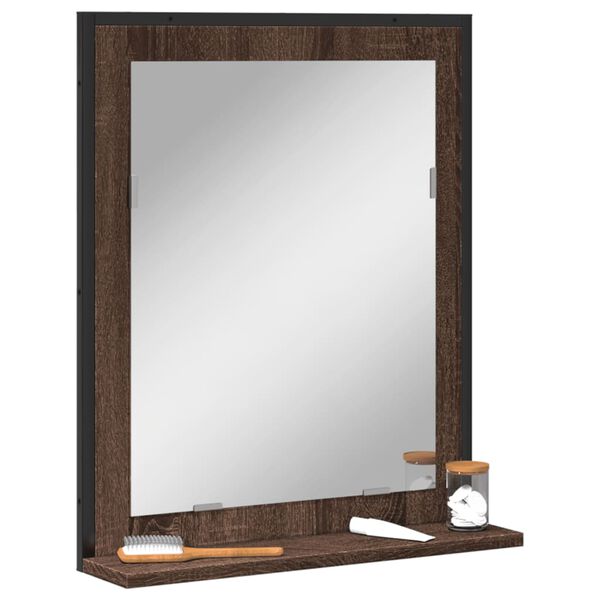 vidaXL Bathroom Mirror with Shelf Brown Oak 50x12x60 cm Engineered Wood