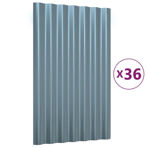 vidaXL Roof Panels 36 pcs Galvanised Steel Grey 60x36 cm