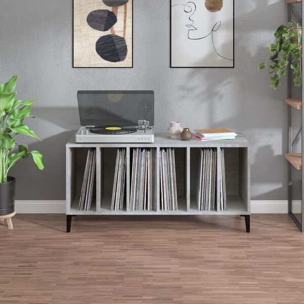 vidaXL Record Cabinet Concrete Grey 100x38x48 cm Engineered Wood