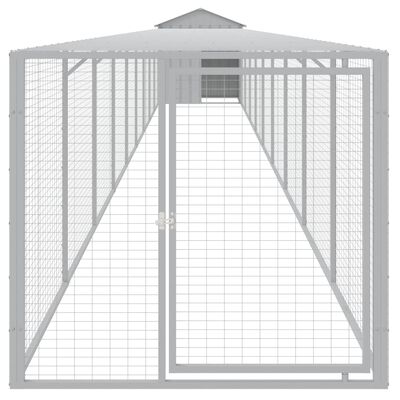 vidaXL Chicken Cage with Run Light Grey 117x1017x123 cm Galvanised Steel