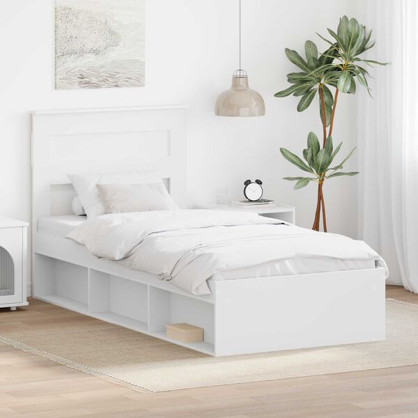 vidaXL Bed Frame with Headboard White 90 x 200 cm Solid Pine Wood