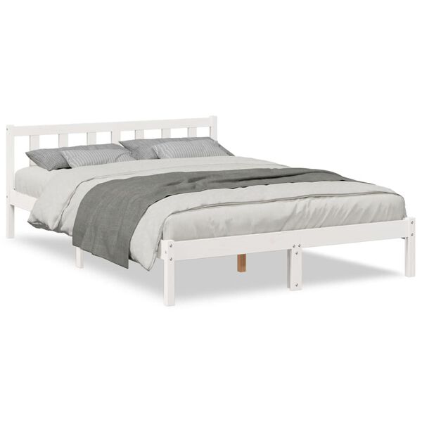 vidaXL Extra Long Bed Frame without Mattress White 160x220 cm Solid Wood Pine