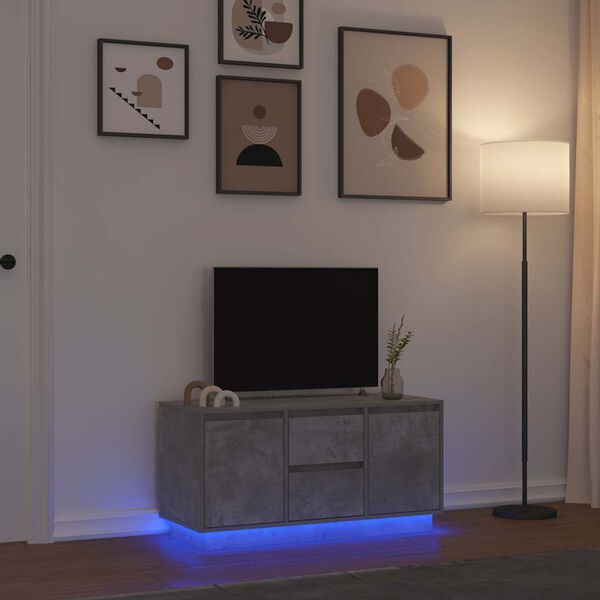 vidaXL TV Cabinet with LED Lights Concrete Grey 100x41x50 cm