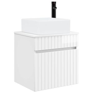 vidaXL Wall-mounted Sink Vanity High Gloss White 49 x 41 x 63 cm