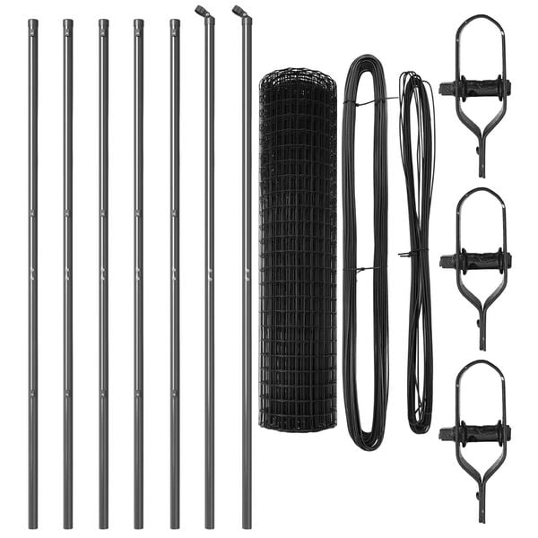 vidaXL Fence with Post Grey 1.2 x 25 m Steel and PVC