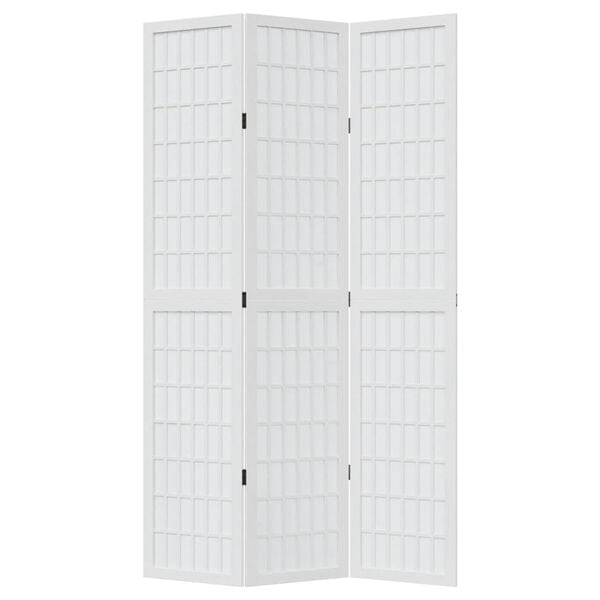 vidaXL Room Divider 3 Panels White Solid Wood Paulownia
