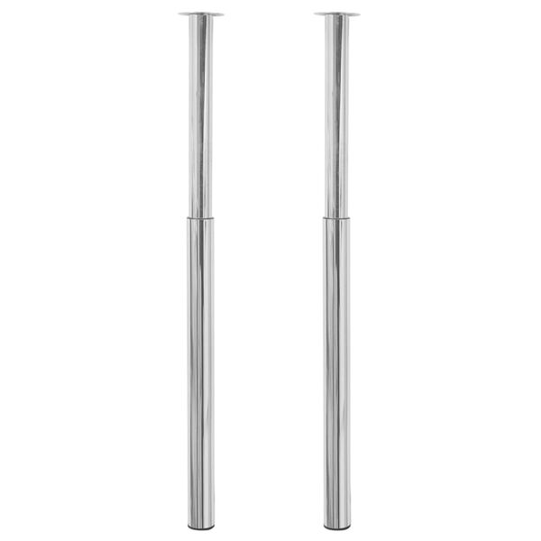 2 Telescopic Table Legs Chrome 710 mm-1100 mm