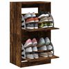 vidaXL Shoe Cabinet with 2 Flip-Drawers Smoked Oak 60x42x108 cm