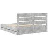 vidaXL Bed Frame with Drawer Concrete Grey 200 x 200 cm Engineer Wood