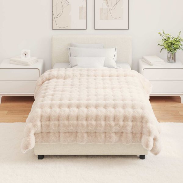 vidaXL Faux Rabbit Fur Blanket Beige 130 x 150 cm Polyester