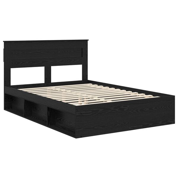 vidaXL Bed Frame with Headboard Black 150 x 200 cm Solid Pine Wood