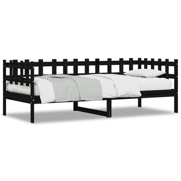 vidaXL Day Bed without Mattress Black 90x190 cm Single Solid Wood Pine