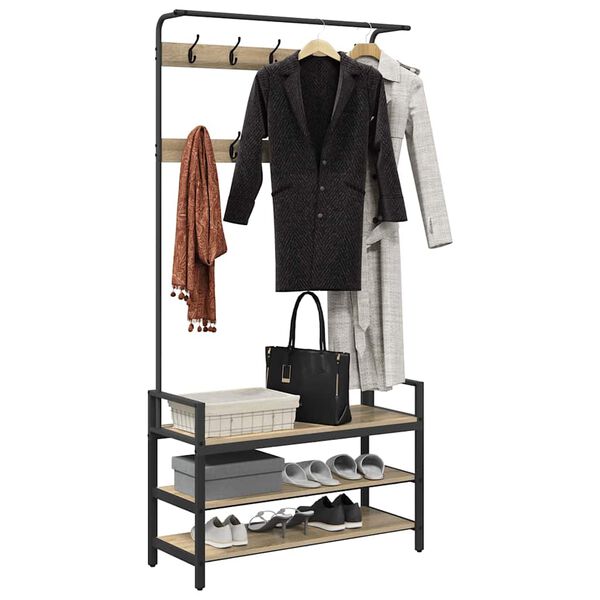 vidaXL Coat Rack Sonoma Oak 95 x 34 x 184 cm Engineered wood