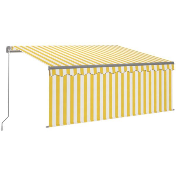 vidaXL Manual Retractable Awning with Blind 3x2.5m Yellow&White