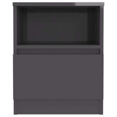 vidaXL Bed Cabinets 2 pcs High Gloss Grey 40x40x50 cm Engineered Wood