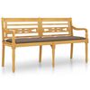 vidaXL Batavia Bench with Taupe Cushion 150 cm Solid Wood Teak