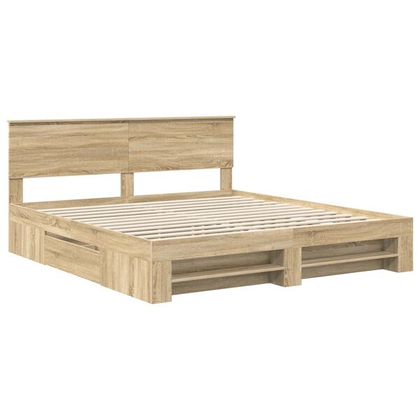 vidaXL Bed Frame Sonoma Oak 200 x 200 cm Engineered Wood