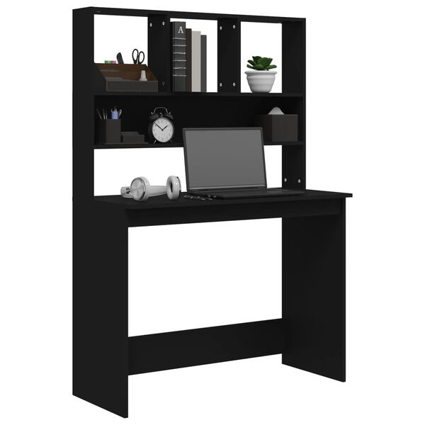vidaXL Desk with Shelves Black 102x45x148 cm Engineered Wood