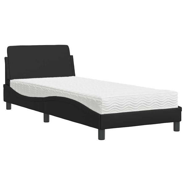 vidaXL Bed with Mattress "Dover" Black Single Faux Leather