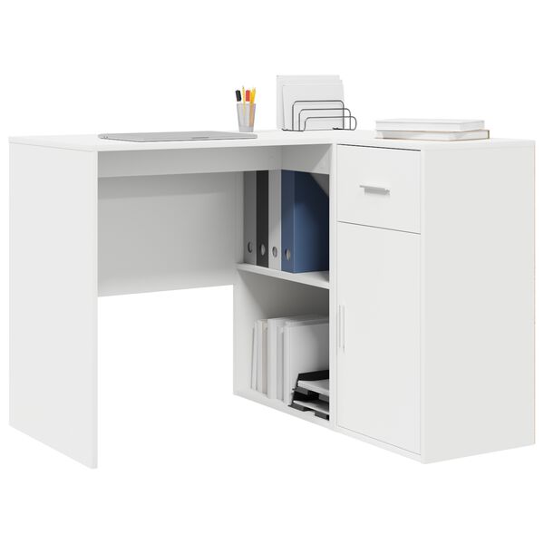 vidaXL Corner Desk with Drawer White 102 x 88 x 75 cm