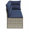 vidaXL Garden Sofa with Cushion Grey 227 x 62 x 69cm Poly Rattan