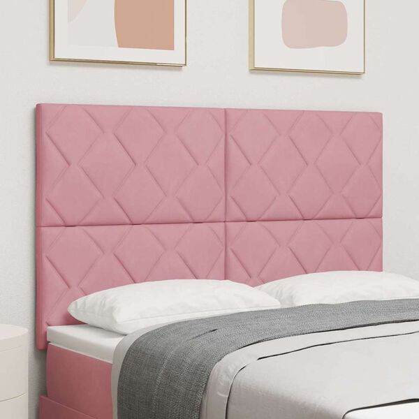 vidaXL Headboard Height Adjustable with Headboard Pink 160 cm Velvet