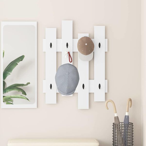 vidaXL Wall-Mounted Coat Rack White 60 x 3 x 82 cm Engineered wood