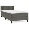 vidaXL Box Spring Bed with Mattress Dark Grey 90x200 cm Velvet