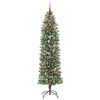 vidaXL Artificial Slim Christmas Tree Green and white 240 cm