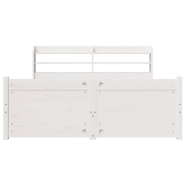 vidaXL Bed Frame with Headboard without Mattress White 150x200 cm King Size