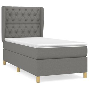 vidaXL Box Spring Bed with Mattress Dark Grey 80x200 cm Fabric