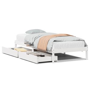vidaXL Bed Frame without Mattress White 75x190 cm Small Single Solid Wood Pine