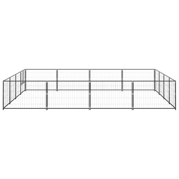 vidaXL Dog Kennel Black 16 m² Steel