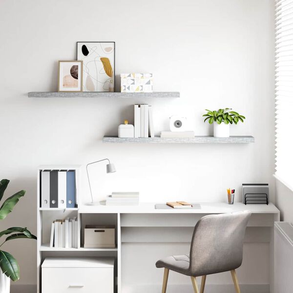 vidaXL Floating Wall Shelves 2 pcs Concrete Grey 120x23.5x3.8 cm MDF