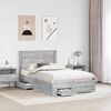 vidaXL Bed Frame with Drawer Grey Sonoma 120 x 200 cm Engineered Wood