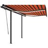 vidaXL Manual Retractable Awning with LED 3.5x2.5 m Orange and Brown