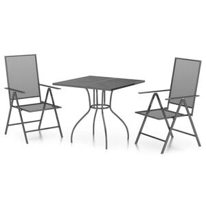 vidaXL 3 Piece Garden Dining Set Anthracite Steel
