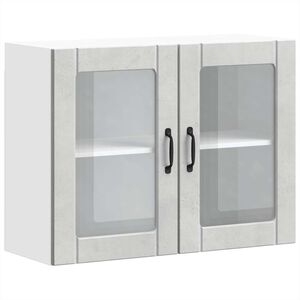 vidaXL Kitchen Wall Cabinet with Glass Door Lucca Concrete Grey Engineered Wood