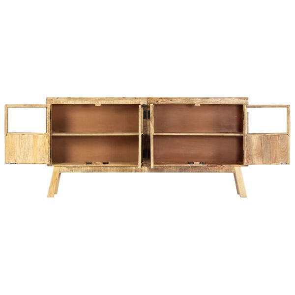 vidaXL Sideboard Brown and Black 160x30x80 cm Solid Rough Mango Wood