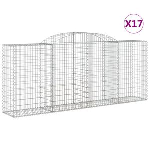 vidaXL Arched Gabion Baskets 17 pcs 300x50x120/140 cm Galvanised Iron