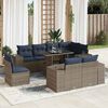 vidaXL 9 Piece Garden Sofa Set with Cushions Grey Poly Rattan Acacia