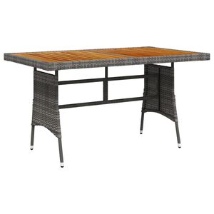vidaXL Garden Table | Grey | Solid acacia wood, PE rattan, powder-coated steel