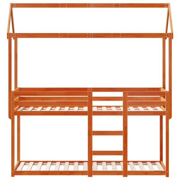 vidaXL Bunk Bed without Mattress Wax Brown 90x190 cm Single Solid Wood Pine