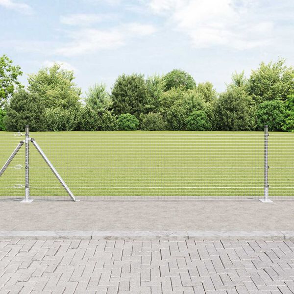 vidaXL Fence Post Silver 100 x 0.5 m (25 x 25 mm mesh) Steel