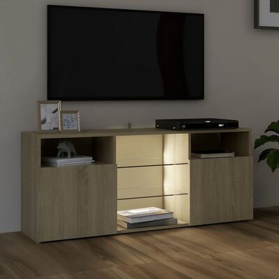 vidaXL TV Cabinet with LED Lights Sonoma Oak 120x30x50 cm