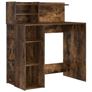 vidaXL Desk Smoked Oak Engineered Wood 90 x 48 x 101.5 cm