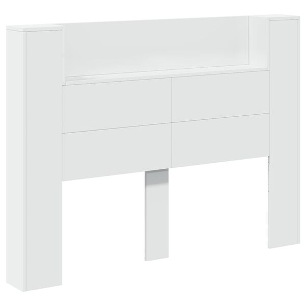 vidaXL Headboard Cabinet with LED White 140 x 16.5 x 103.5 cm